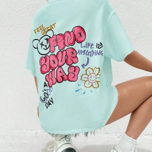 Karikatür ve Grafik tasarım Oversize T-shirt Cartoon/Letter serisi kod439