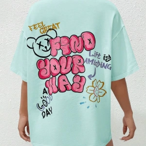 Karikatür ve Grafik tasarım Oversize T-shirt Cartoon/Letter serisi kod439