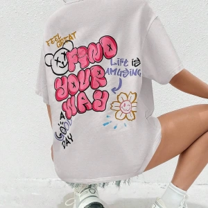 Karikatür ve Grafik tasarım Oversize T-shirt Cartoon/Letter serisi kod440