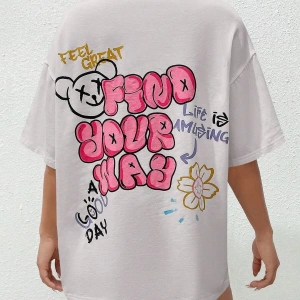 Karikatür ve Grafik tasarım Oversize T-shirt Cartoon/Letter serisi kod440