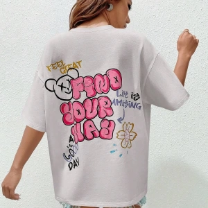 Karikatür ve Grafik tasarım Oversize T-shirt Cartoon/Letter serisi kod440