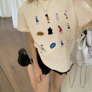Karikatür ve Grafik tasarım Oversize T-shirt Cartoon/Letter serisi kod468
