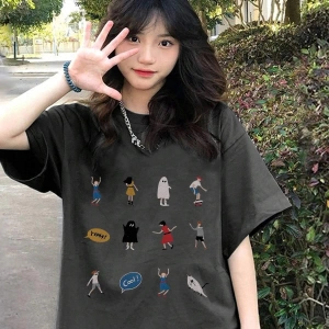 Karikatür ve Grafik tasarım Oversize T-shirt Cartoon/Letter serisi kod469