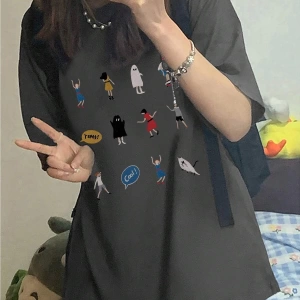 Karikatür ve Grafik tasarım Oversize T-shirt Cartoon/Letter serisi kod469