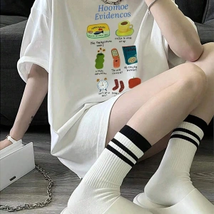 Karikatür ve Grafik tasarım Oversize T-shirt Cartoon/Letter serisi kod482