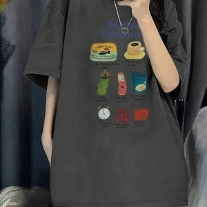 Karikatür ve Grafik tasarım Oversize T-shirt Cartoon/Letter serisi kod483