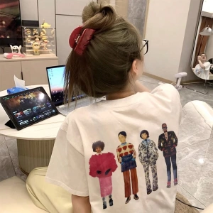 Karikatür ve Grafik tasarım Oversize T-shirt Cartoon/Letter serisi kod502