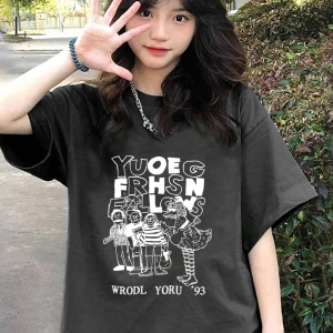 Karikatür ve Grafik tasarım Oversize T-shirt Cartoon/Letter serisi kod511