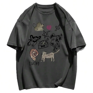 Karikatür ve Grafik tasarım Oversize T-shirt Cartoon/Letter serisi kod517
