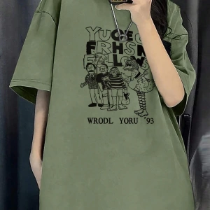 Karikatür ve Grafik tasarım Oversize T-shirt Cartoon/Letter serisi kod528