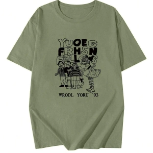 Karikatür ve Grafik tasarım Oversize T-shirt Cartoon/Letter serisi kod528