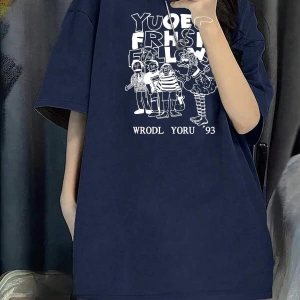 Karikatür ve Grafik tasarım Oversize T-shirt Cartoon/Letter serisi kod531