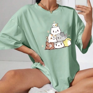 Karikatür ve Grafik tasarım Oversize T-shirt Cartoon/Letter serisi kod570