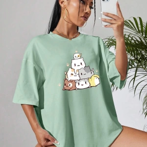Karikatür ve Grafik tasarım Oversize T-shirt Cartoon/Letter serisi kod570