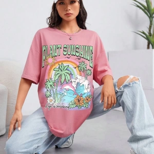 Karikatür ve Grafik tasarım Oversize T-shirt Cartoon/Letter serisi kod58