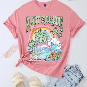 Karikatür ve Grafik tasarım Oversize T-shirt Cartoon/Letter serisi kod58