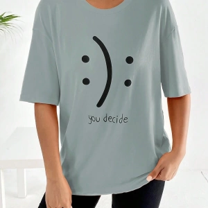 Karikatür ve Grafik tasarım Oversize T-shirt Cartoon/Letter serisi kod596