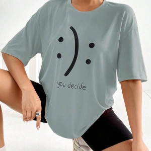 Karikatür ve Grafik tasarım Oversize T-shirt Cartoon/Letter serisi kod596