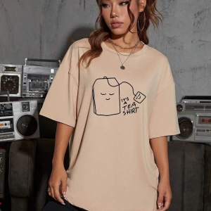 Karikatür ve Grafik tasarım Oversize T-shirt Cartoon/Letter serisi kod601