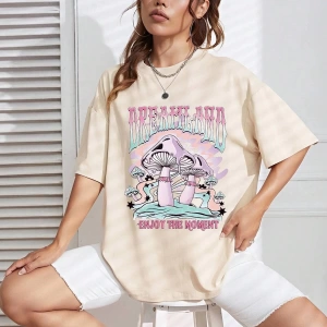 Karikatür ve Grafik tasarım Oversize T-shirt Cartoon/Letter serisi kod608