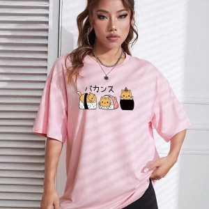 Karikatür ve Grafik tasarım Oversize T-shirt Cartoon/Letter serisi kod616