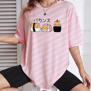 Karikatür ve Grafik tasarım Oversize T-shirt Cartoon/Letter serisi kod616