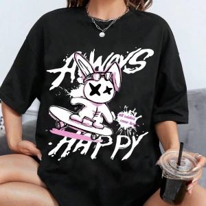 Karikatür ve Grafik tasarım Oversize T-shirt Cartoon/Letter serisi kod631