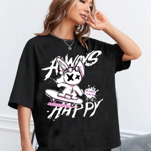 Karikatür ve Grafik tasarım Oversize T-shirt Cartoon/Letter serisi kod631