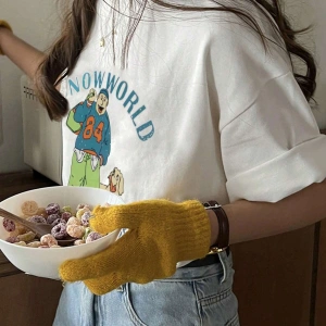 Karikatür ve Grafik tasarım Oversize T-shirt Cartoon/Letter serisi kod635