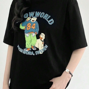 Karikatür ve Grafik tasarım Oversize T-shirt Cartoon/Letter serisi kod635