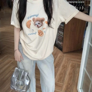 Karikatür ve Grafik tasarım Oversize T-shirt Cartoon/Letter serisi kod647