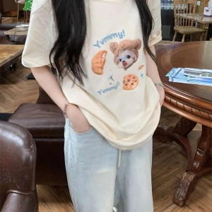 Karikatür ve Grafik tasarım Oversize T-shirt Cartoon/Letter serisi kod647