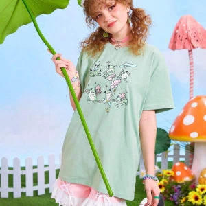 Karikatür ve Grafik tasarım Oversize T-shirt Cartoon/Letter serisi kod649