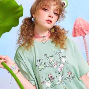 Karikatür ve Grafik tasarım Oversize T-shirt Cartoon/Letter serisi kod649