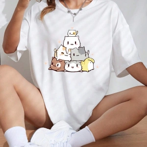 Karikatür ve Grafik tasarım Oversize T-shirt Cartoon/Letter serisi kod679