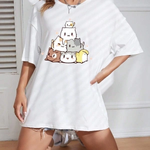 Karikatür ve Grafik tasarım Oversize T-shirt Cartoon/Letter serisi kod679