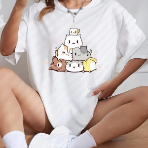 Karikatür ve Grafik tasarım Oversize T-shirt Cartoon/Letter serisi kod679