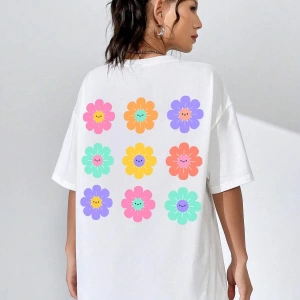 Karikatür ve Grafik tasarım Oversize T-shirt Cartoon/Letter serisi kod68
