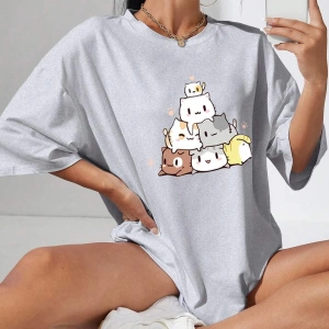Karikatür ve Grafik tasarım Oversize T-shirt Cartoon/Letter serisi kod682