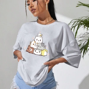 Karikatür ve Grafik tasarım Oversize T-shirt Cartoon/Letter serisi kod682