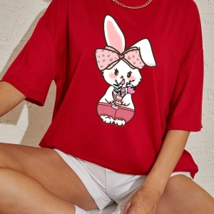 Karikatür ve Grafik tasarım Oversize T-shirt Cartoon/Letter serisi kod685