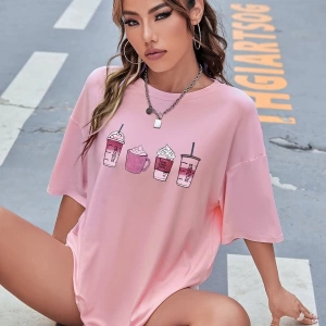 Karikatür ve Grafik tasarım Oversize T-shirt Cartoon/Letter serisi kod69