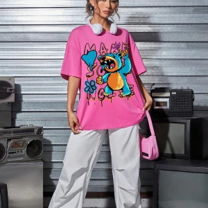 Karikatür ve Grafik tasarım Oversize T-shirt Cartoon/Letter serisi kod719