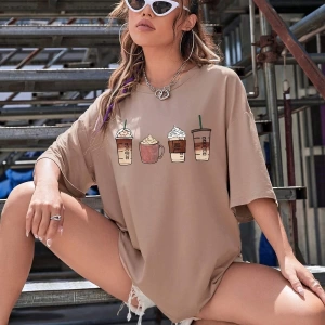 Karikatür ve Grafik tasarım Oversize T-shirt Cartoon/Letter serisi kod72