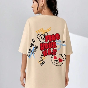Karikatür ve Grafik tasarım Oversize T-shirt Cartoon/Letter serisi kod727