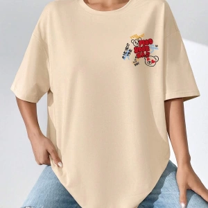 Karikatür ve Grafik tasarım Oversize T-shirt Cartoon/Letter serisi kod727