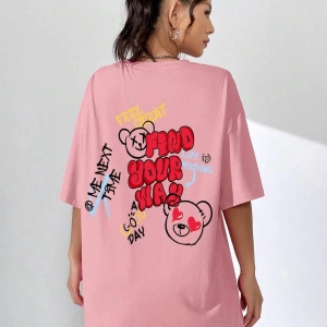Karikatür ve Grafik tasarım Oversize T-shirt Cartoon/Letter serisi kod728