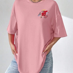 Karikatür ve Grafik tasarım Oversize T-shirt Cartoon/Letter serisi kod728