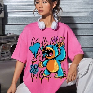 Karikatür ve Grafik tasarım Oversize T-shirt Cartoon/Letter serisi kod738