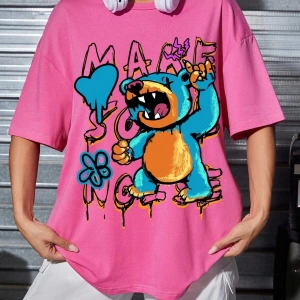 Karikatür ve Grafik tasarım Oversize T-shirt Cartoon/Letter serisi kod738